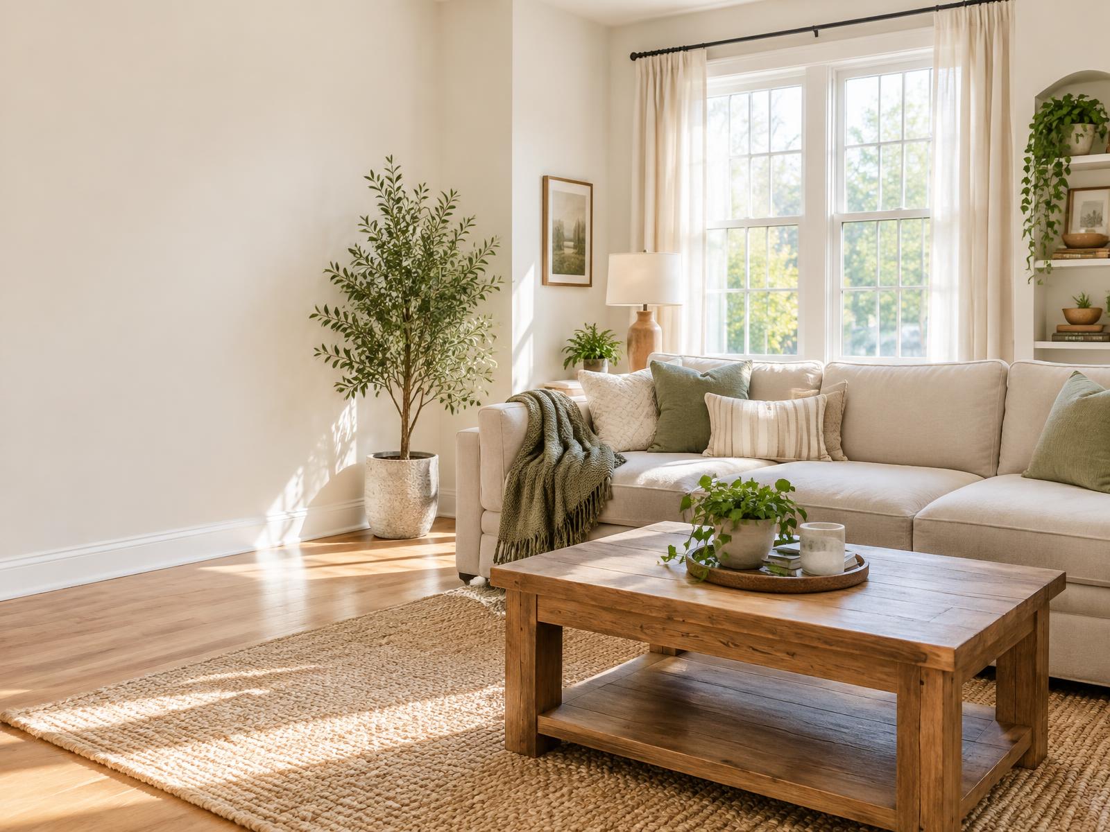 Bright, tidy living room in a Middletown, Ohio home